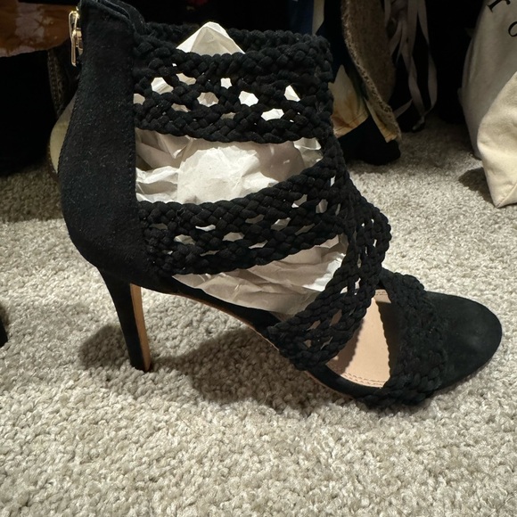 Sandro agate braided leather suede stiletto heels - Picture 7 of 9